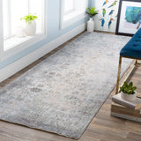 Presidential PDT-2310 Traditional Polyester Rug PDT2310-338 Medium Gray, Ivory, Butter, Pale Blue, Bright Blue, Charcoal, Lime, Peach, Burnt Orange 100% Polyester 3'3" x 8'