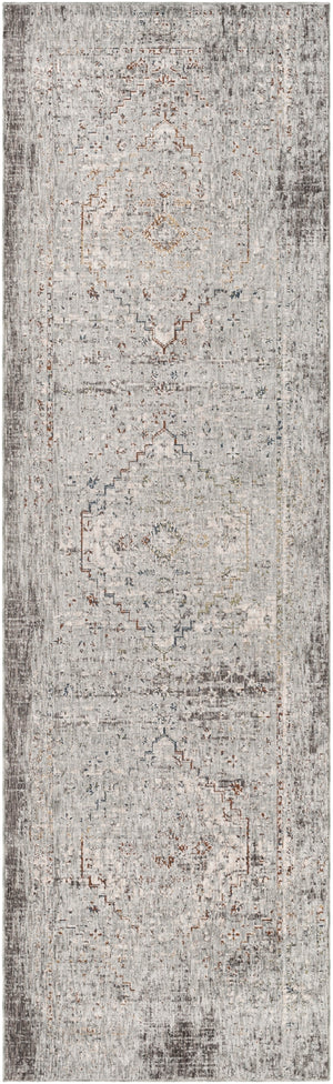 Presidential PDT-2311 Traditional Polyester Rug PDT2311-3310 Medium Gray, Charcoal, Ivory, Butter, Pale Blue, Bright Blue, Lime, Peach, Burnt Orange 100% Polyester 3'3" x 10'