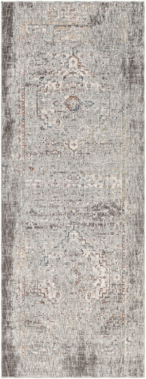 Presidential PDT-2311 Traditional Polyester Rug PDT2311-338 Medium Gray, Charcoal, Ivory, Butter, Pale Blue, Bright Blue, Lime, Peach, Burnt Orange 100% Polyester 3'3" x 8'