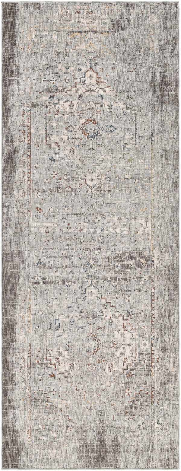 Presidential PDT-2311 Traditional Polyester Rug PDT2311-338 Medium Gray, Charcoal, Ivory, Butter, Pale Blue, Bright Blue, Lime, Peach, Burnt Orange 100% Polyester 3'3" x 8'