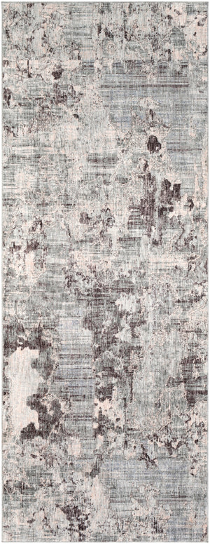 Presidential PDT-2314 Modern Polyester Rug PDT2314-338 Pale Blue, Dark Green, Bright Blue, Medium Gray, Charcoal, Ivory 100% Polyester 3'3" x 8'