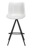 Zuo Modern Aki 100% Polyurethane, Plywood, Steel Modern Commercial Grade Barstool Set - Set of 2 White, Black 100% Polyurethane, Plywood, Steel