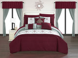 Emily Burgundy Queen 20pc Comforter Set