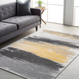 Pepin PEI-1008 Modern Polypropylene Rug PEI1008-71110 Medium Gray, Charcoal, Black, Mustard, Cream 100% Polypropylene 7'10" x 10'