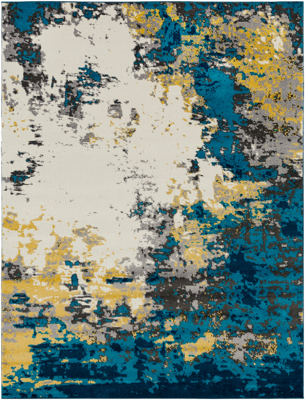 Pepin PEI-1012 Modern Polypropylene Rug PEI1012-71110 Aqua, Bright Blue, Mustard, Charcoal, Cream, Medium Gray 100% Polypropylene 7'10" x 10'