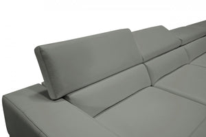 Divani Casa Pella - Luxurious Italian Leather U-Shaped Sectional Sofa with Adjustable Headrests