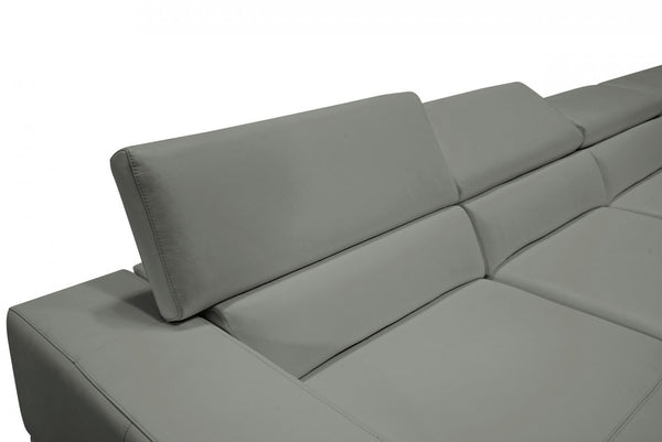 Divani Casa Pella - Luxurious Italian Leather U-Shaped Sectional Sofa with Adjustable Headrests