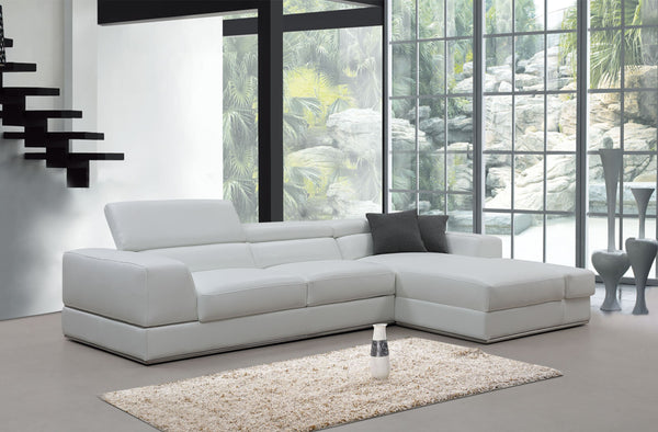 VIG Furniture Divani Casa Pella Mini - Modern White Leather Right Facing Sectional Sofa VGCA5106A-WHT-RAF-SECT