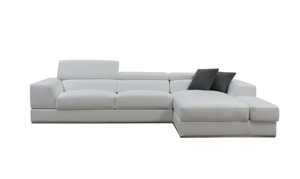 VIG Furniture Divani Casa Pella Mini - Modern White Leather Right Facing Sectional Sofa VGCA5106A-WHT-RAF-SECT