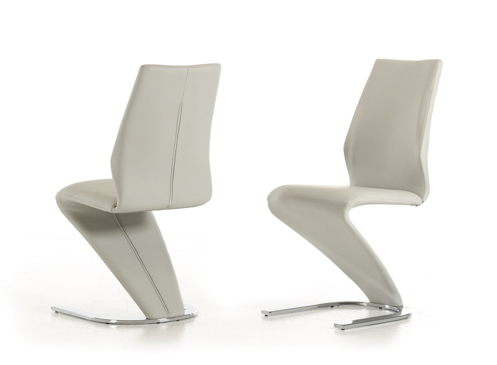 VIG Furniture Penn - Modern Light Grey Leatherette Dining Chair (Set of 2) VGGUJCD-6606-LTGRY