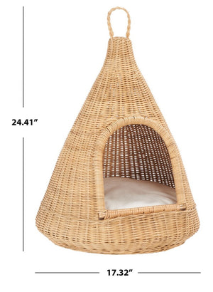 Tifa Luxury Cat Bed with Chic Rattan Frame & Soft Cotton Cushion – Stylish Pet Accessory for Cats