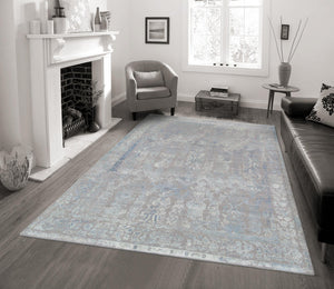 Pasargad Transitional Collection Hand-Knotted Silk & Wool Area Rug PF-10GB 8X10-PASARGAD