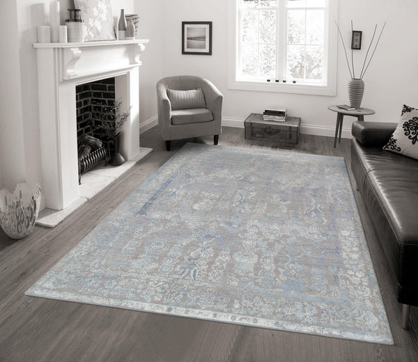 Pasargad Transitional Collection Hand-Knotted Silk & Wool Area Rug PF-10GB 8X10-PASARGAD