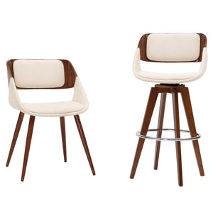 Cyprus 360-Degree Swivel Bar Stool with Mid-Century Design, Comfortable Cushions & Chrome Base