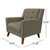 Candace Mid Century Modern Fabric Arm Chair, Mocha