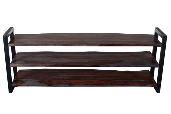 Porter Designs Manzanita Live Edge Solid Acacia Wood Natural TV Stand Gray 06-196-10-BS64M