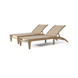 Noble House Benfield Outdoor Acacia Wood and Flat Wicker Chaise Lounge, Light Brown and Light Multibrown (Set of 2)