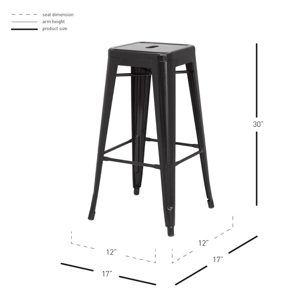 Metropolis Backless Bar Stool Set of 4 - Stylish Metal Design for Indoor and Outdoor Use