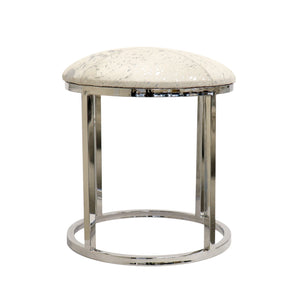 Pasargad Safari Cowhide Silver Stool with Steel Legs PGN-1316-PASARGAD