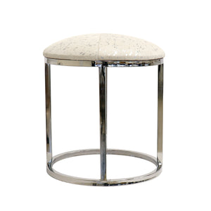 Pasargad Safari Cowhide Silver Stool with Steel Legs PGN-1316-PASARGAD