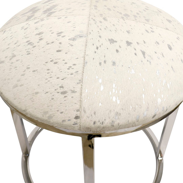 Pasargad Safari Cowhide Silver Stool with Steel Legs PGN-1316-PASARGAD