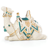 First Blessing Nativity™ Teal Camel Figurine Set - Exquisite Hand-Painted Gold Accented Decor