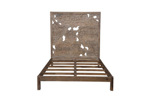 Porter Designs Dahlia Hand Carved Motif Queen Vintage Bed Brown 04-196-15-8436-KIT