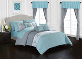 Emily Aqua Blue Queen 20pc Comforter Set