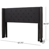 Noble House Tourmaline Contemporary Upholstered Queen/Full Headboard, Black