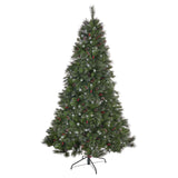 9-foot Mixed Spruce Pre-Lit Multi-Colored String Light Hinged Artificial Christmas Tree with Glitter Branches