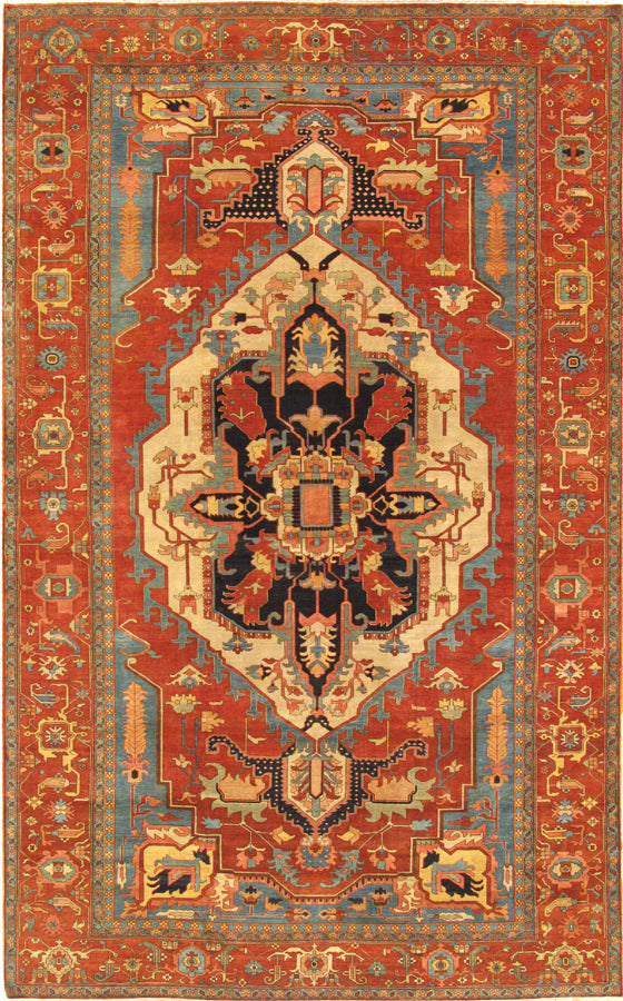 Pasargad Antique Azerbaijan Rust Lamb's Wool Area Rug PHQ-1 9x12-PASARGAD