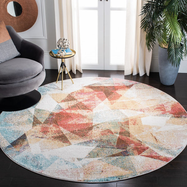 Phoenix 257 Contemporary Power Loomed 100% Polypropylene Rug Ivory / Terracotta