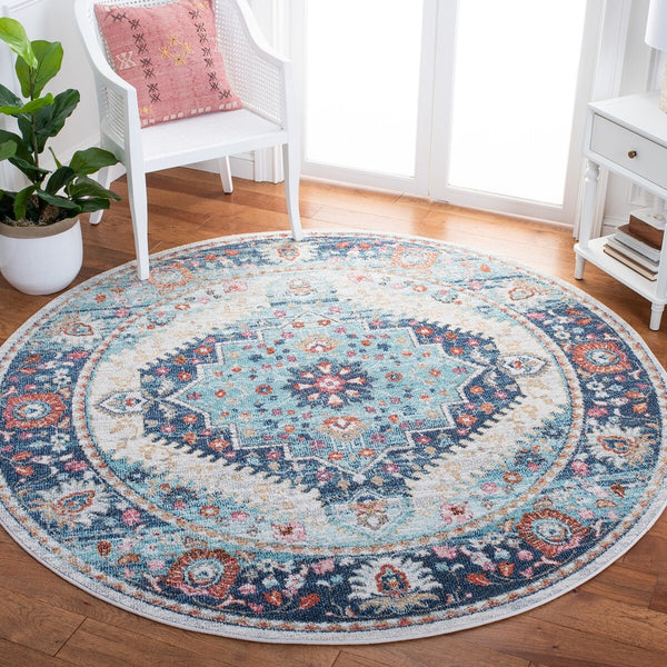 Phoenix 291 Transitional Power Loomed 100% Polypropylene Rug Ivory / Blue