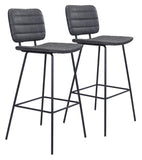 Zuo Modern Boston 100% Polyurethane, Plywood, Steel Modern Commercial Grade Barstool Set - Set of 2 Vintage Black, Black 100% Polyurethane, Plywood, Steel