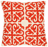 Safavieh - Set of 2 - Moroccan Pillow Chainstitch 22" Orange Sunburst Cotton Canvas Button Closure Fiberfill PIL100A-2222-SET2 683726410003