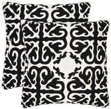 Safavieh Moroccan  Pillow -Set Of 2 Black Wicked 100% Cotton Canvas [Hand Stitched Embroidery] PIL100B-2222-SET2