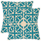 Safavieh Moroccan  Pillow -Set Of 2 Blue Rain 100% Cotton Canvas [Hand Stitched Embroidery] PIL100C-2222-SET2