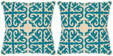 Safavieh Moroccan  Pillow -Set Of 2 Blue Rain 100% Cotton Canvas [Hand Stitched Embroidery] PIL100C-2222-SET2