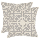 Safavieh - Set of 2 - Moroccan Pillow Chainstitch 22" Light Grey Cotton Canvas Button Closure Fiberfill PIL100D-2222-SET2 683726656937