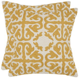 Safavieh - Set of 2 - Moroccan Pillow Chainstitch 22" Mustard Cotton Canvas Button Closure Fiberfill PIL100F-2222-SET2 683726676294
