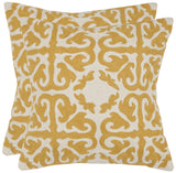 Safavieh Moroccan  Pillow -Set Of 2 Mustard 100% Cotton Canvas [Hand Stitched Embroidery] PIL100F-2222-SET2