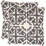 Safavieh - Set of 2 - Moroccan Pillow Chainstitch 22" Charcoal Cotton Canvas Button Closure Fiberfill PIL100G-2222-SET2 683726676331