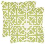 Safavieh - Set of 2 - Moroccan Pillow Chainstitch 18" Lime Green Cotton Canvas Button Closure Fiberfill PIL100H-1818-SET2 683726658870