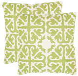 Safavieh Moroccan  Pillow -Set Of 2 Lime Green 100% Cotton Canvas [Hand Stitched Embroidery] PIL100H-2222-SET2