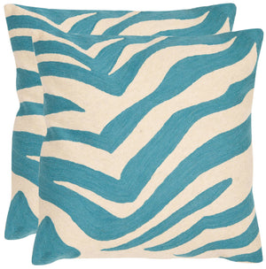 Safavieh Urban Spice  Pillow -Set Of 2 Blue Rain 100% Cotton Canvas [Hand Stitched Embroidery] PIL101C-2222-SET2