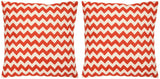 Safavieh - Set of 2 - Tealea Pillow Striped Chainstitch 22" Orange Sunburst Cotton Canvas Button Closure Fiberfill PIL102A-2222-SET2 683726410072