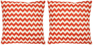 Safavieh Urban Spice  Pillow -Set Of 2 Orange Sunburst 100% Cotton Canvas [Hand Stitched Embroidery] PIL102A-1818-SET2