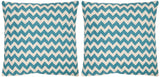 Safavieh - Set of 2 - Tealea Pillow Striped Chainstitch 22" Blue Rain Cotton Canvas Button Closure Fiberfill PIL102C-2222-SET2 683726410102