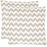 Safavieh - Set of 2 - Tealea Pillow Striped Chainstitch 22" Light Grey Cotton Canvas Button Closure Fiberfill PIL102D-2222-SET2 683726676584