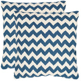 Safavieh - Set of 2 - Tealea Pillow Striped Chainstitch 22" Navy Blue Cotton Canvas Button Closure Fiberfill PIL102E-2222-SET2 683726676652